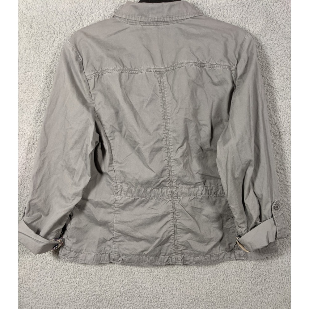 Eddie Bauer Blazer Jacket Womens XL Gray Cotton Single Breasted Preppy Utility - Picture 2 of 8